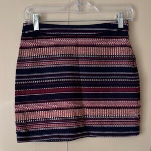 Hollister Navy and Burgundy Knitted  Patterned Mini Skirt
